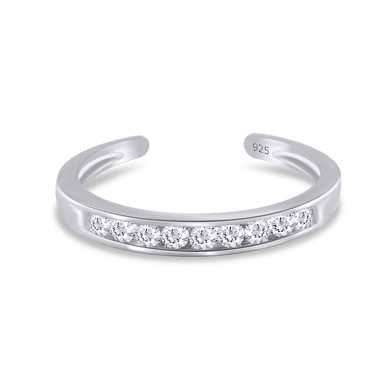 Toe Ring Channel Set Round Cut Cubic Zirconia 14K Gold Plated