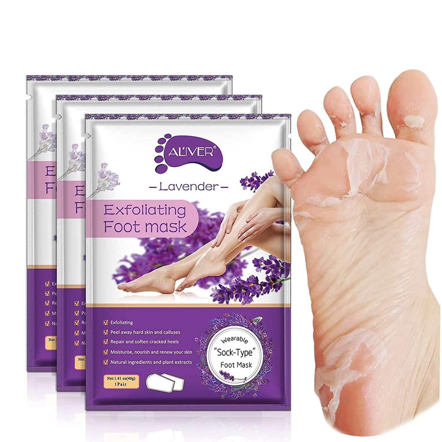 Paquete De 3 Mascarillas Para Pelar Los Pies Exfoliator Peel Off Calluses Dead