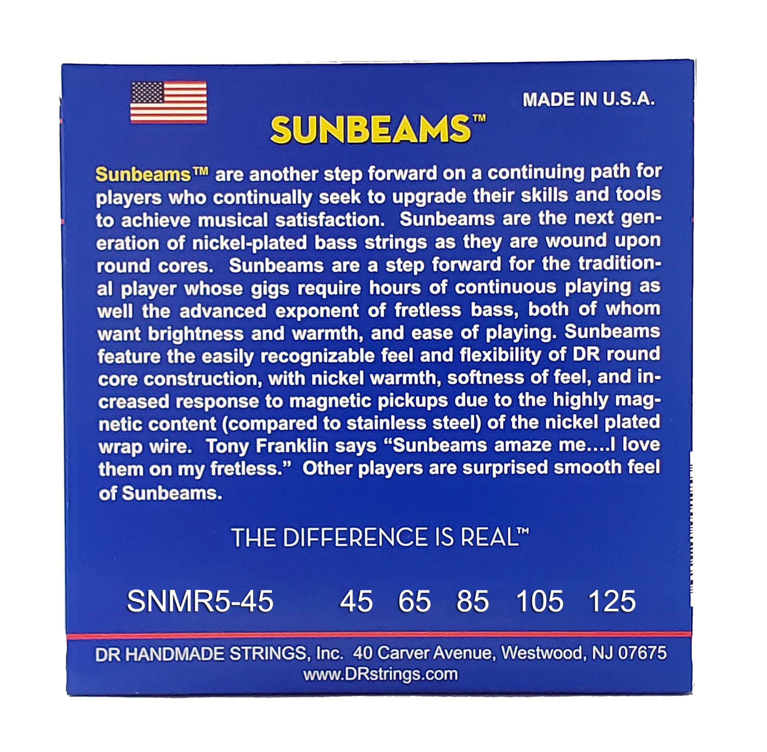 DR Strings SUNBEAM Bass Strings: 5-String Medium 45-125 Short Scale [SNMR5-45]