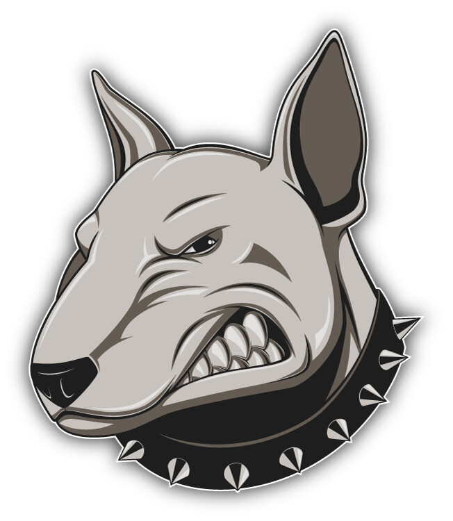 Angry Bullterrier Dog Head Car Bumper Sticker Decal