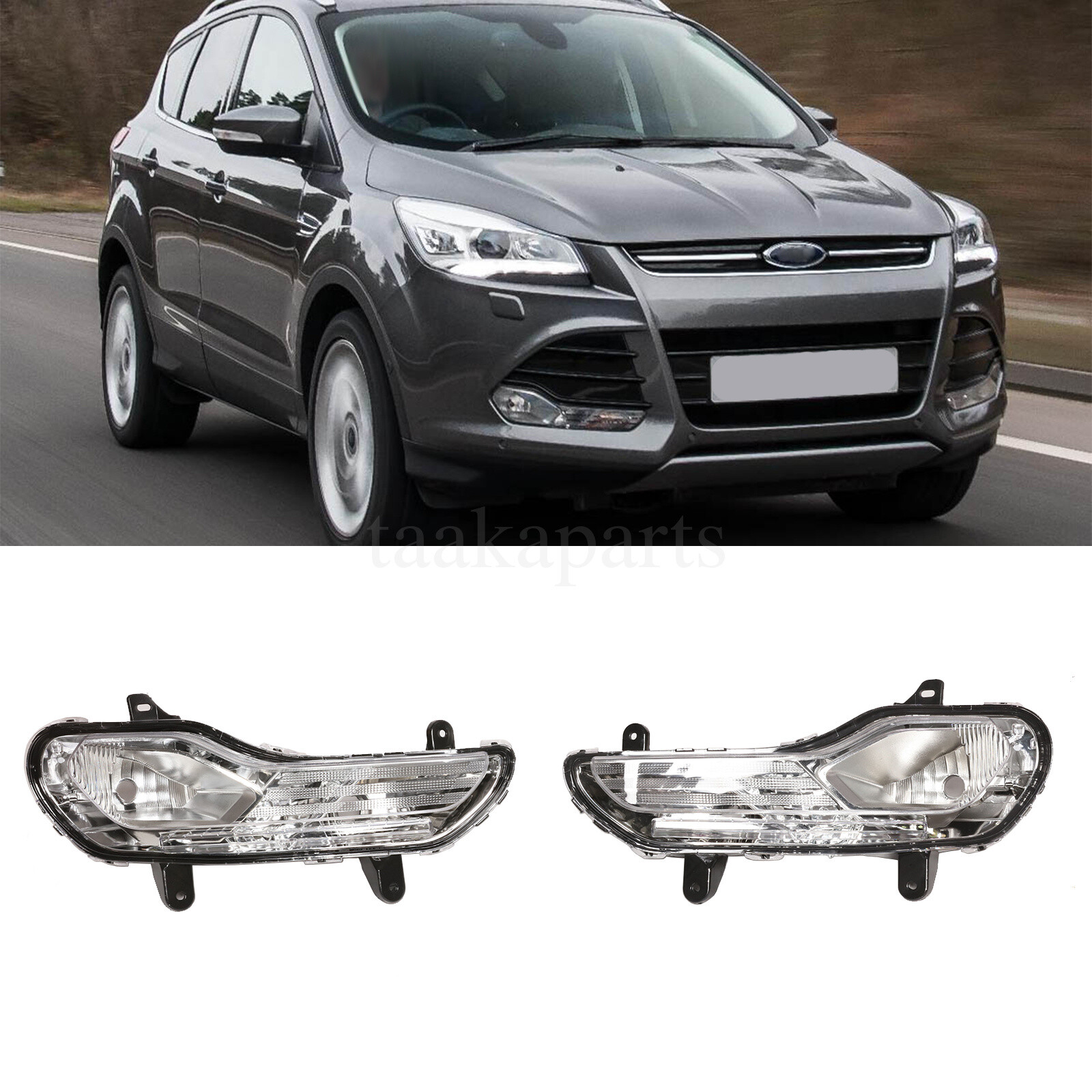 Left & Right Fog Light Lamps For Ford Kuga Escape 2013-2016