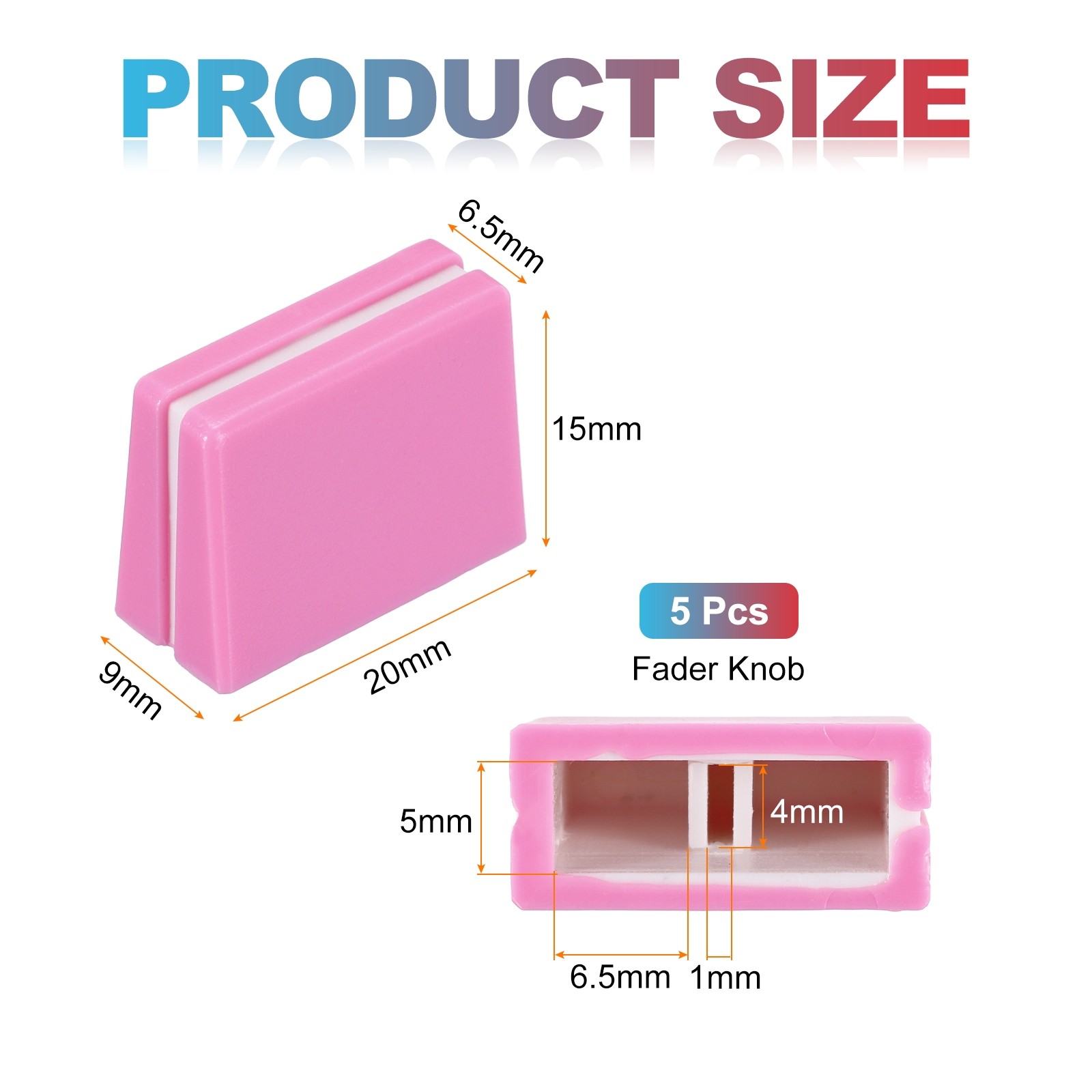 For DJ Console, Pink Universal Fader Knobs, Plastic Mixer Caps, 5Pcs