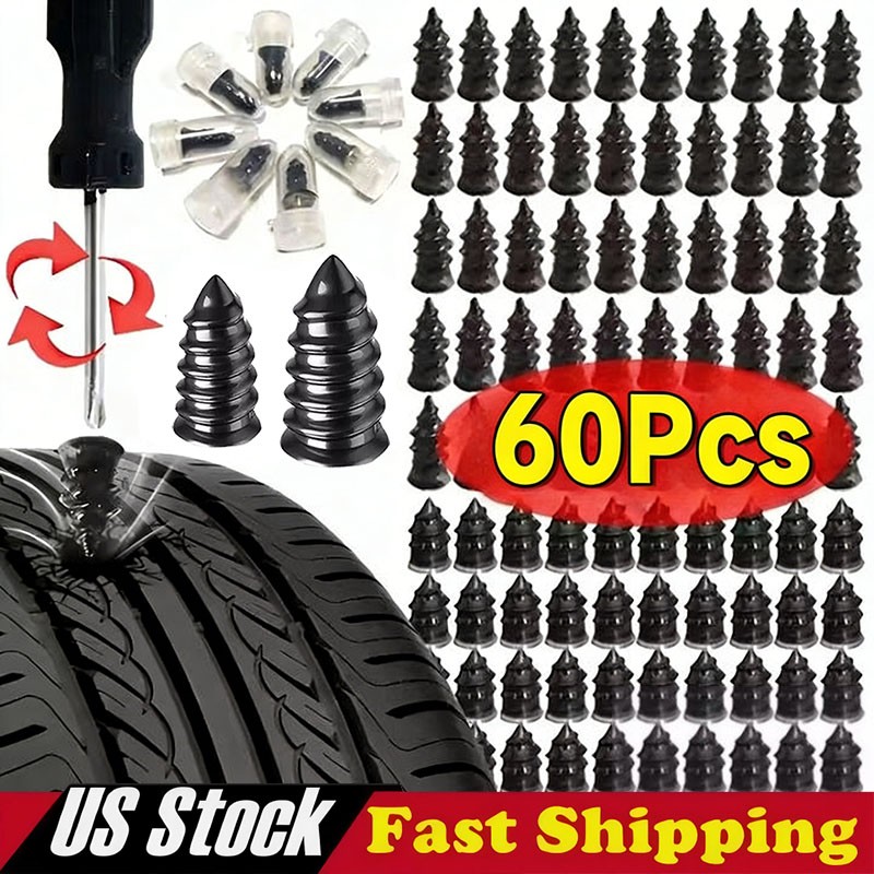 120Pcs Car Vacuum Tire Repair Nail Rubber Screw Nails Screwdriver Tool Set w/Box