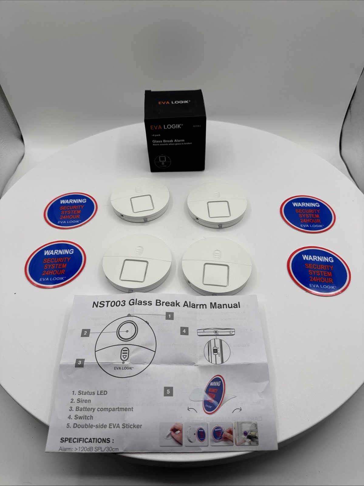 Window Alarm System 4-Pack - Ultra-Loud 120dB Alarms with Advanced Vibration Sen