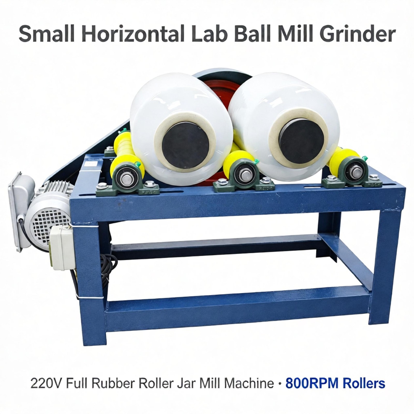 Small Horizontal Lab Ball Mill Grinder 220V Full Rubber Roller Jar Mill Machine
