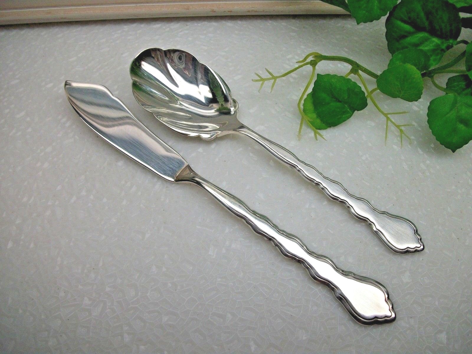 Oneida Community Silver DUET Silverplate Master Butter Knife & Sugar Spoon