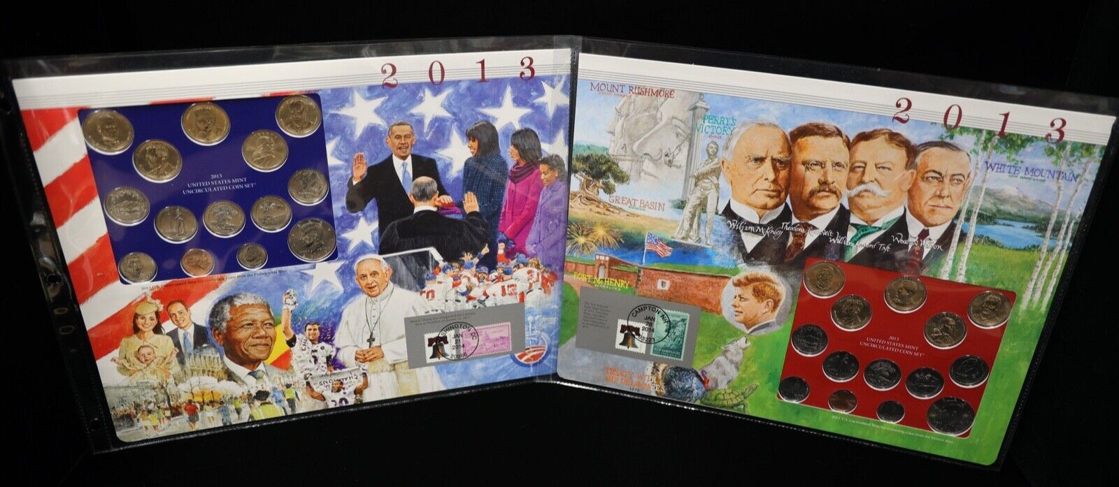 2013 P & D Uncirculated Mint Set Postal Commemorative Society Coins & Stamps