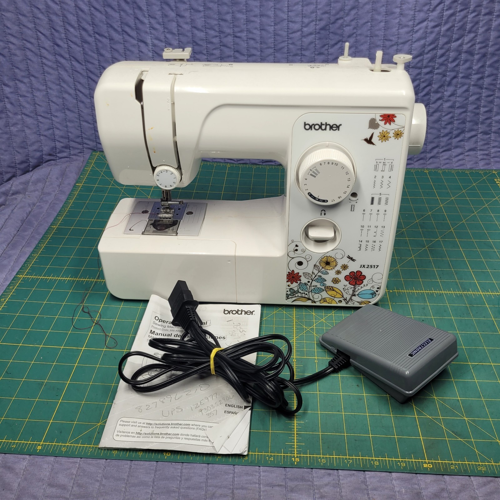 Brother Jx2517 17 Stitch Sewing Machine Tested Works w/ Pedal / Power Cord
