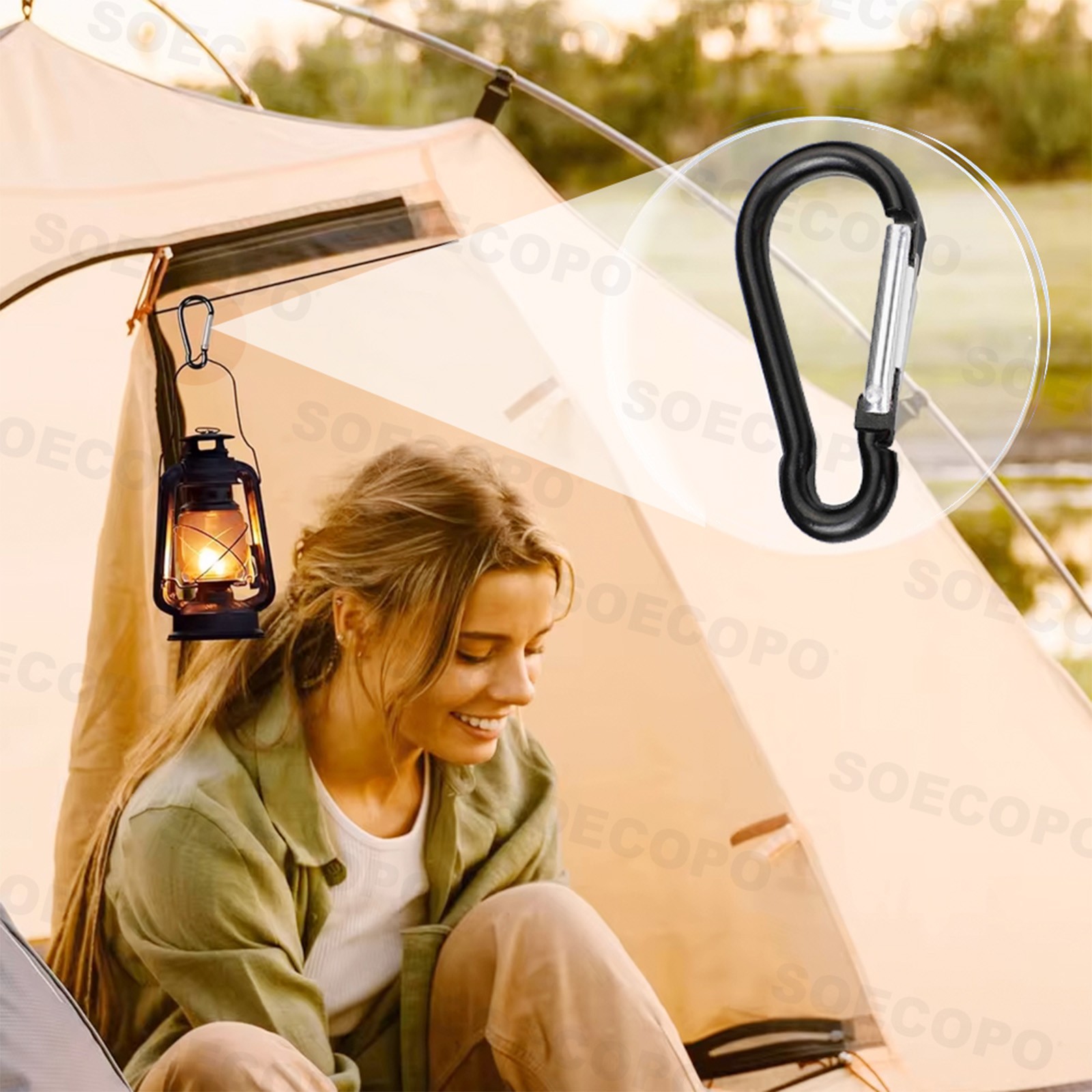 Solar Panel Installation Accessory Kit - 4 Suction Cups + 2 Carabiners + Cables