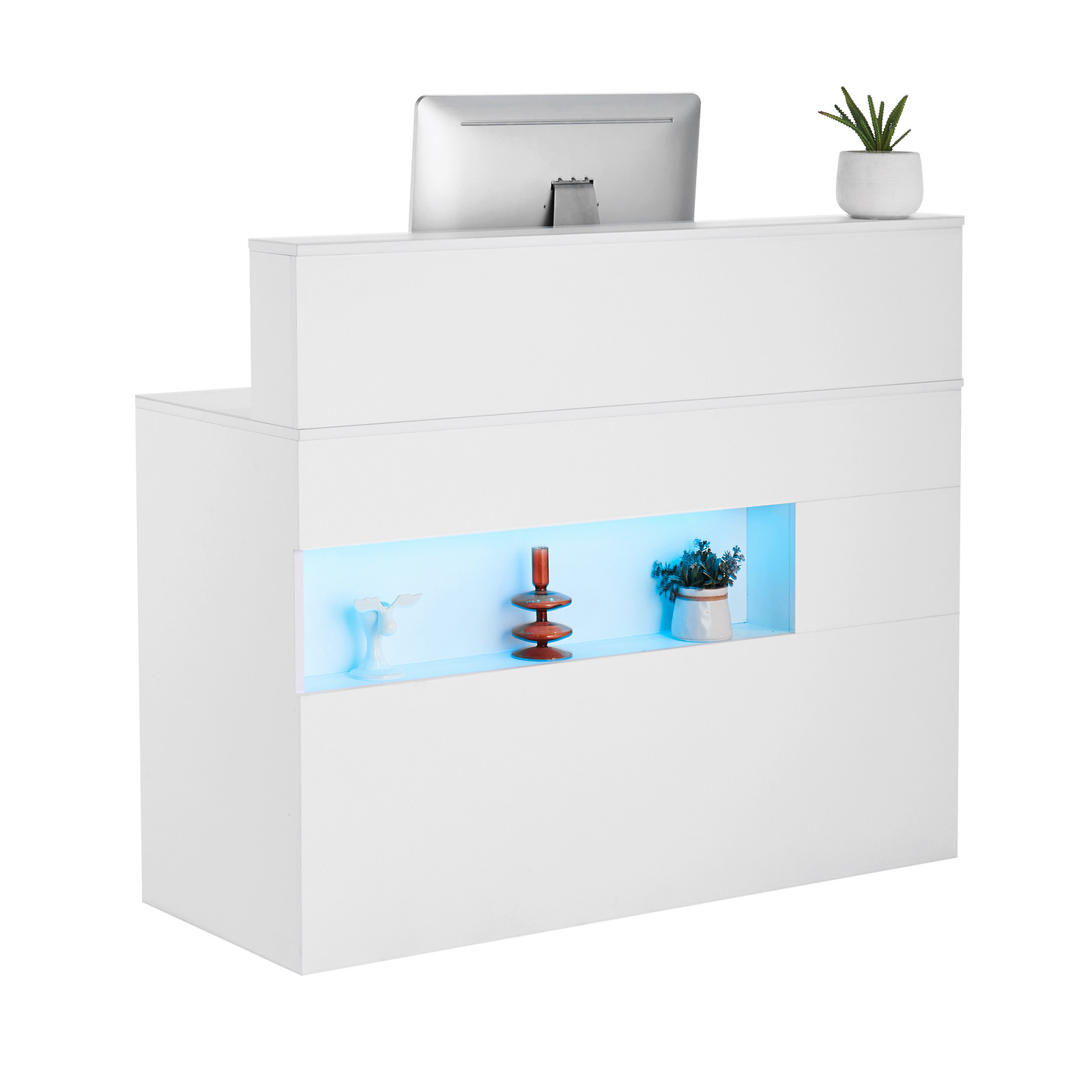 Reception Desk Rectangular Front Counter Table 47.24 in White Office Table
