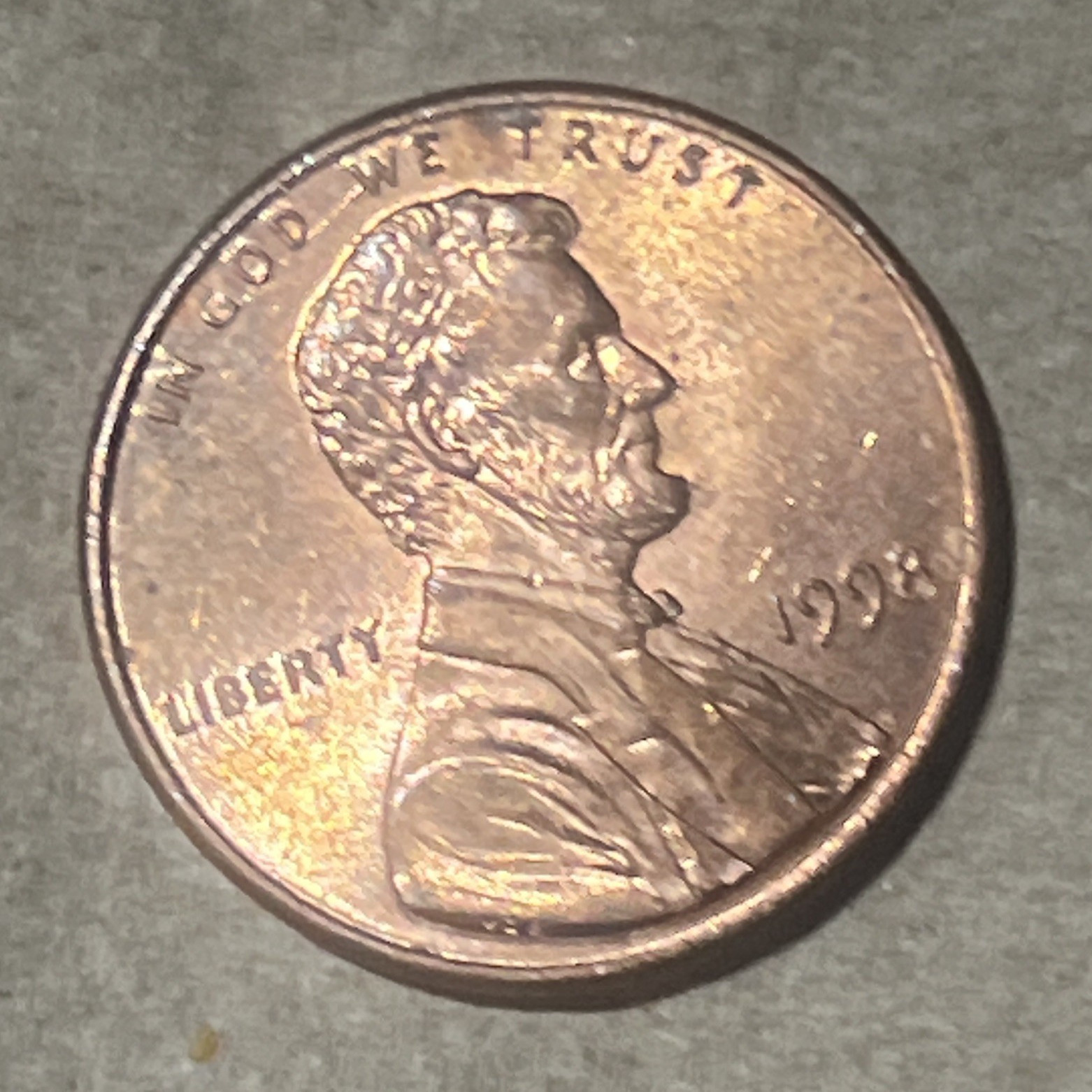 1998 WIDE A M  Small Cent Philadelphia Business Strike Copper RD KM#