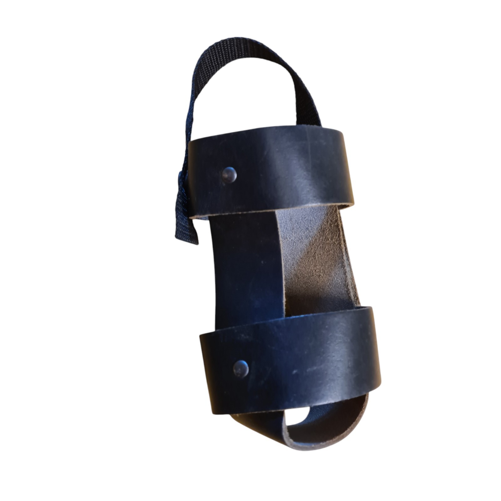 Black Leather and Nylon Water Bottle Drinks Holder Belt Loop Hiking Camping