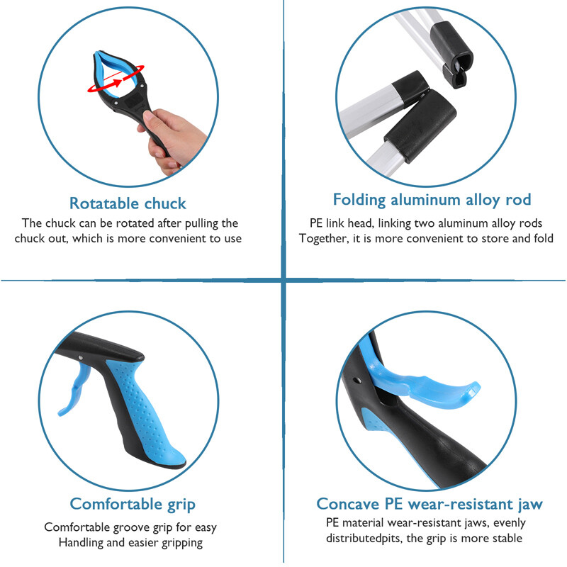 2-PACK Collapsible Garbage Collector Picker Pickup Tool Clamp Extender Grabber