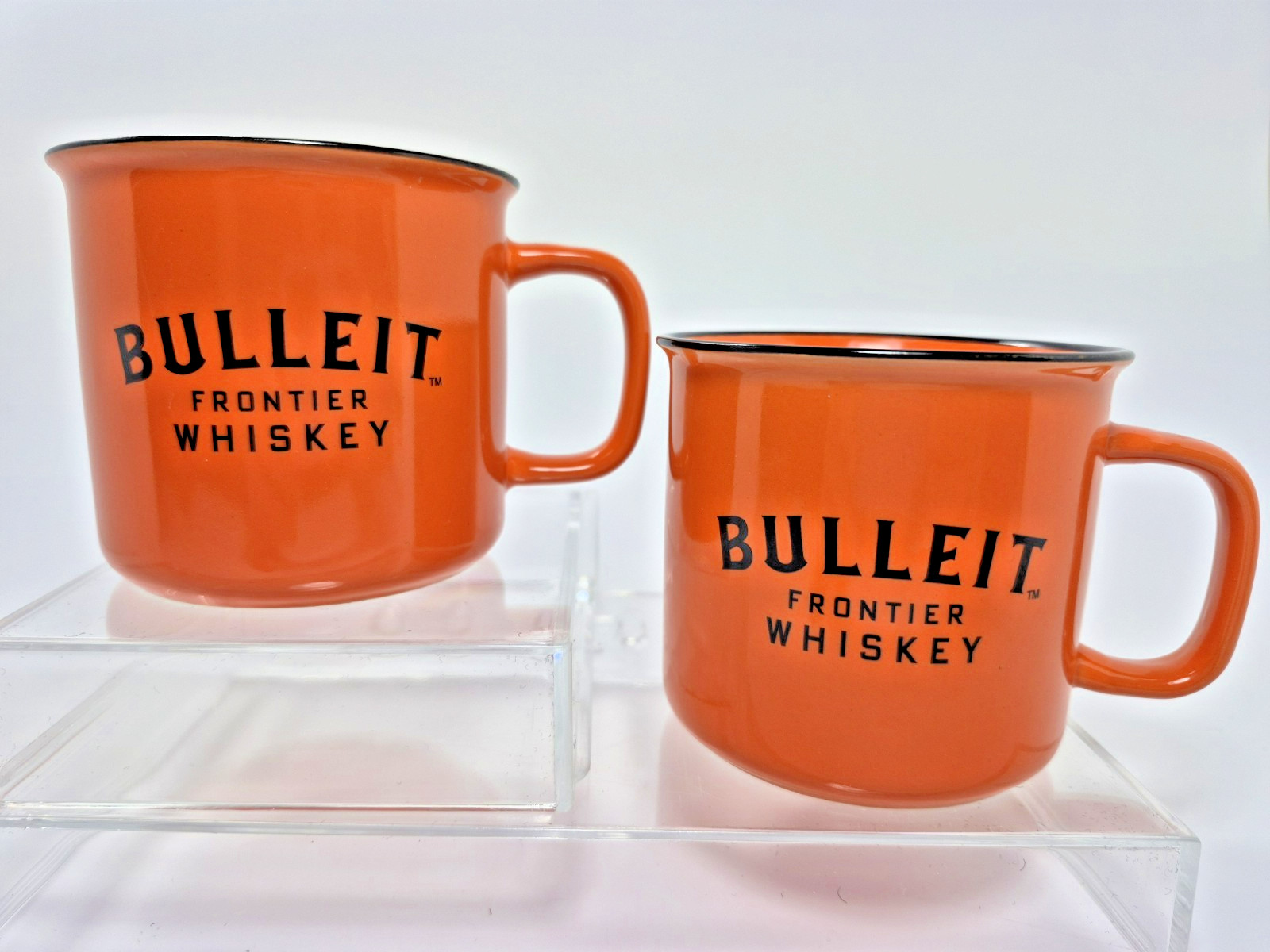 Bulleit Frontier Whiskey Brand Ceramic Mugs Lot of 2 New