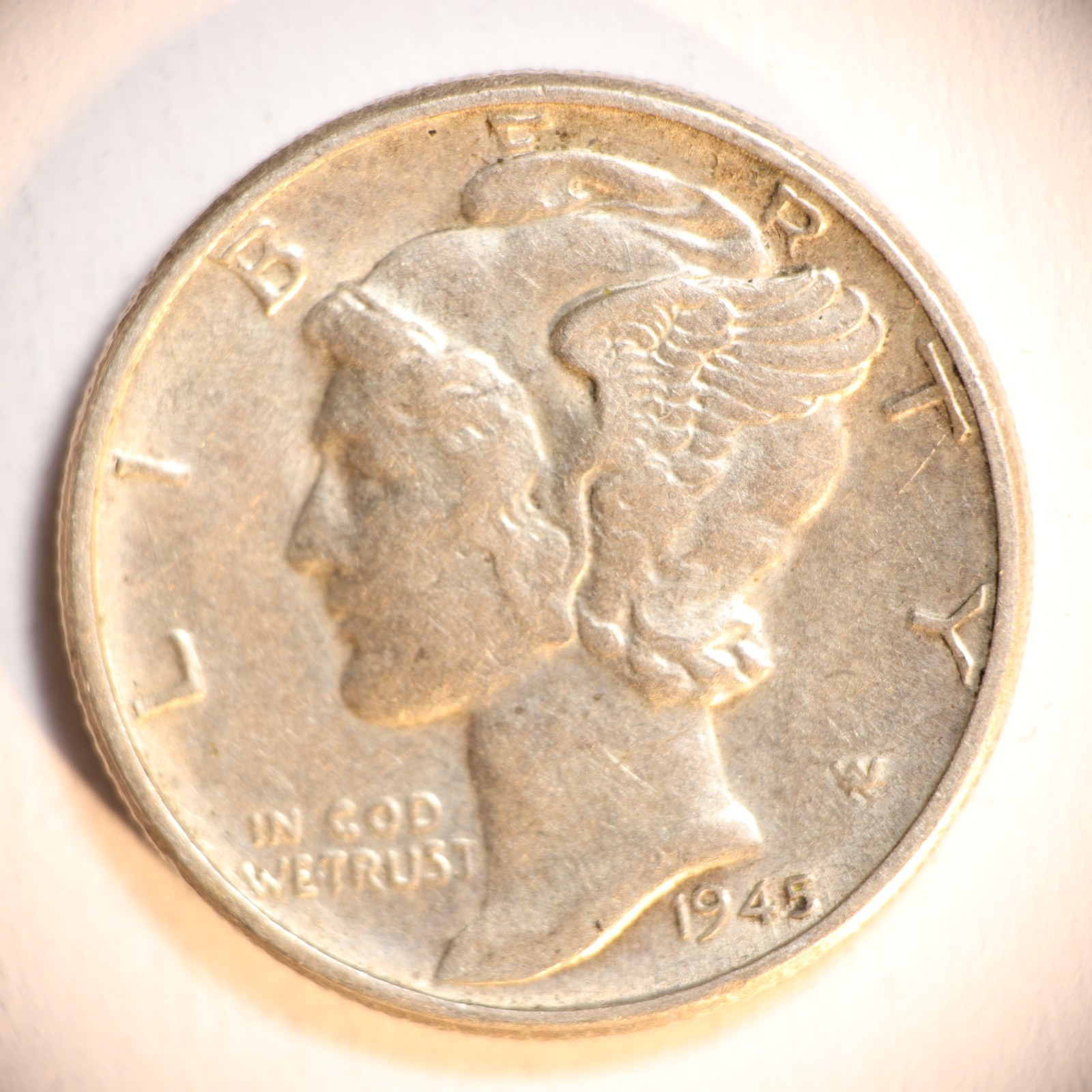 1945 P Mercury Dime 10C Cents Coin Silver, XF+!