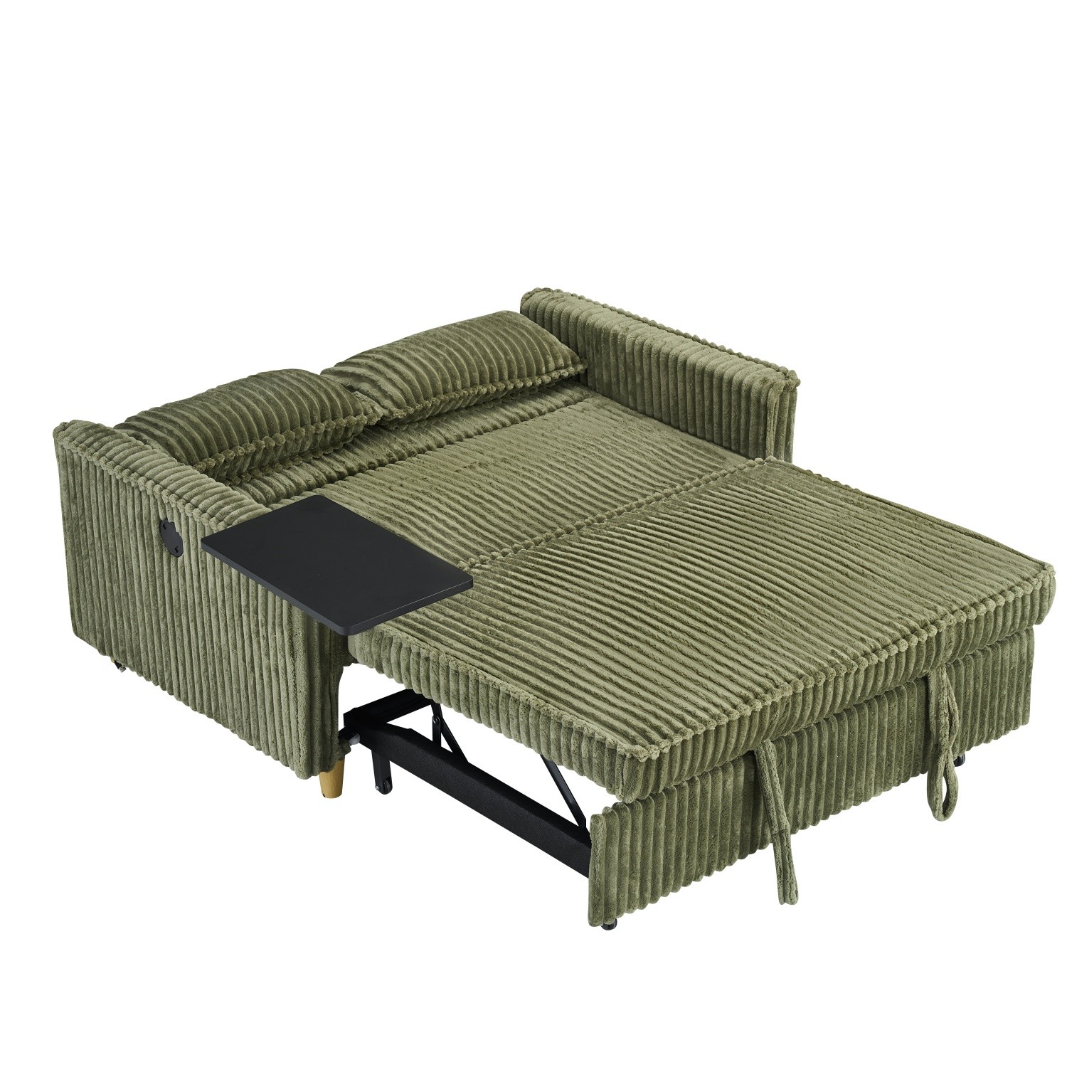 Convertible Sleeper Sofa Bed Loveseat Sofa with Pull Out Bed & USB Ports Green