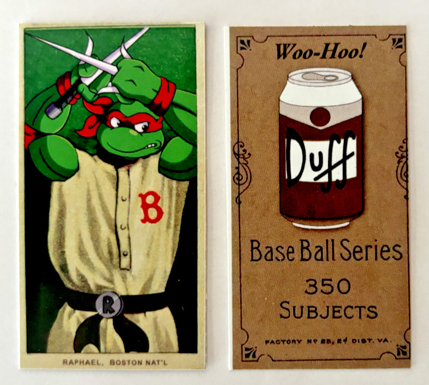 T206 Teenage Mutant Ninja Turtles Raphael 2-Sided T206 Tobacco Parody Card