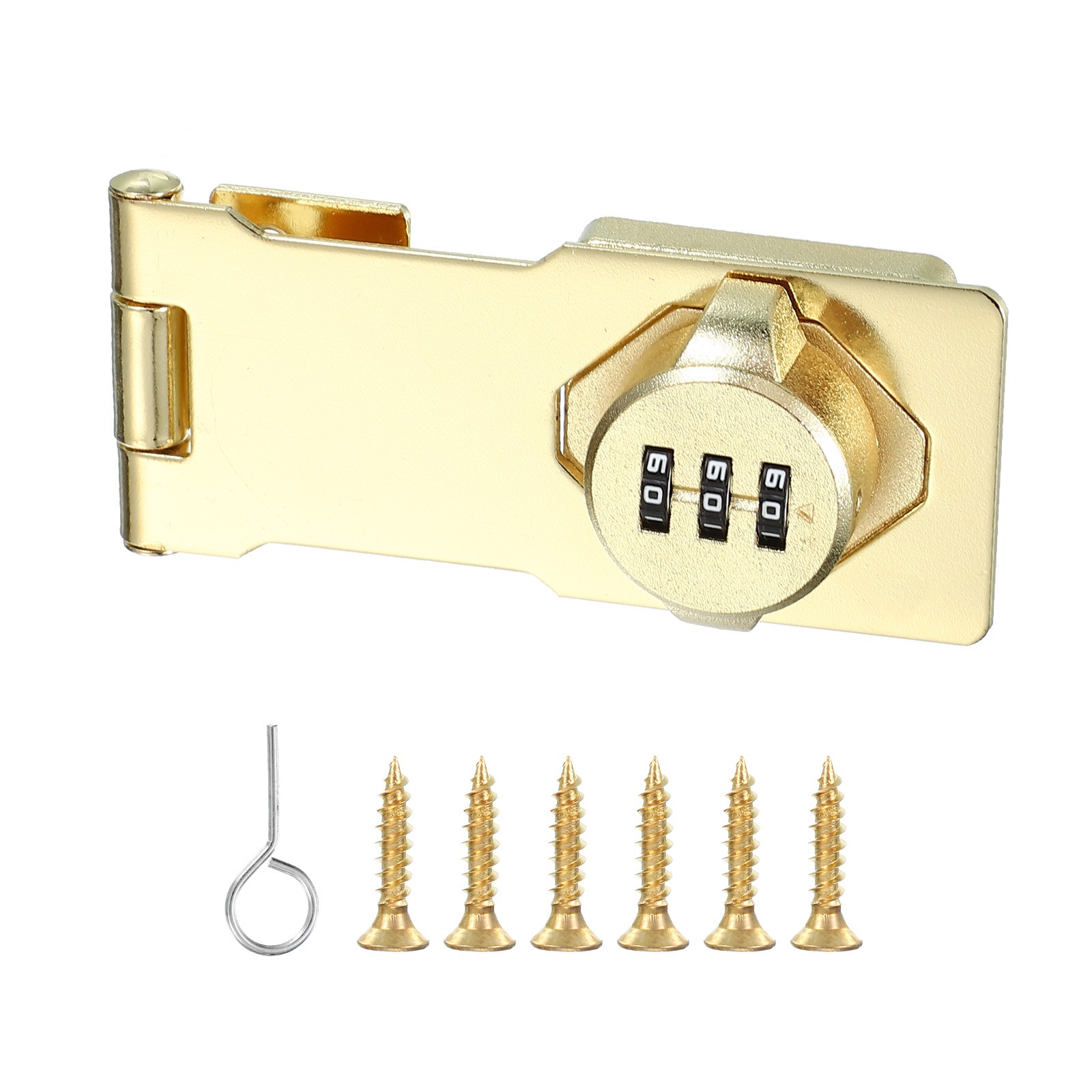 4.5" Combination Rotary Hasp Latch Lock 3-Digit Password Cabinet Gold
