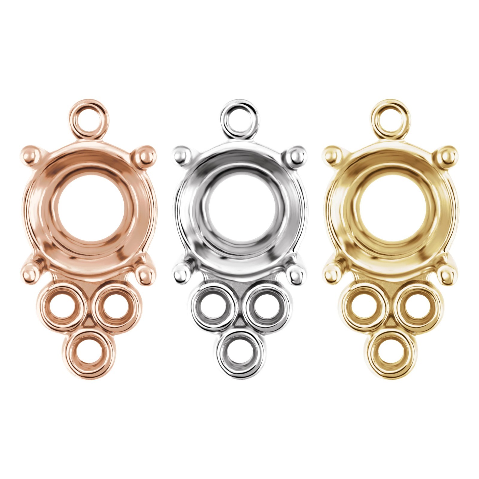 14K 18K Gold, Platinum & Silver 6.5 mm Round 4-Prong Accented Dangle