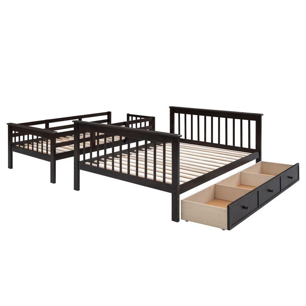 Maximized Storage Space Stairway Twin-over-Full Bunk Bed Espresso