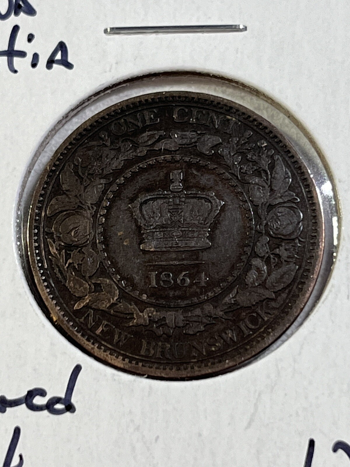 1864 Nova Scotia One Cent Coin Cleaned