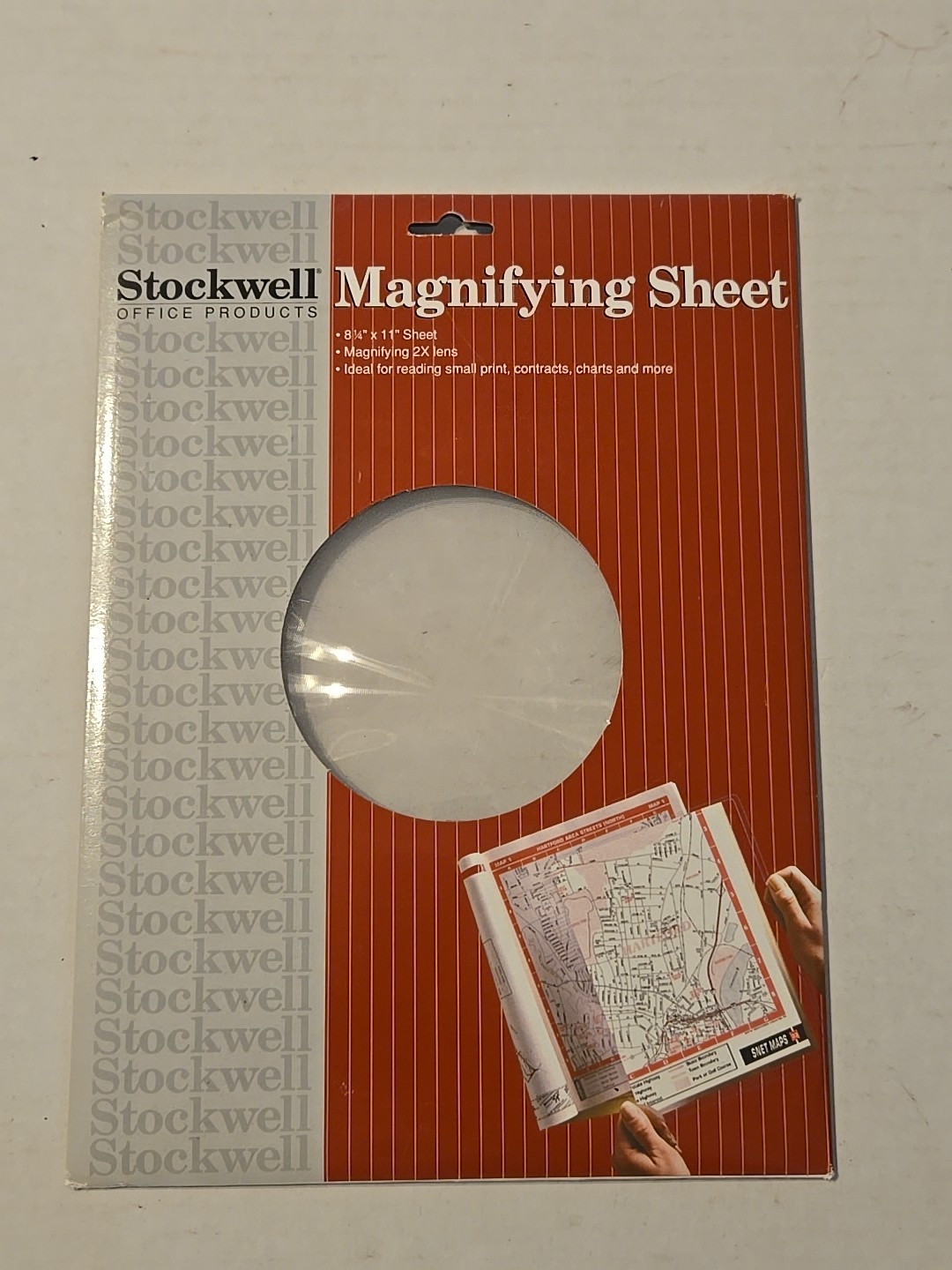 Stockwell Magnifier Sheet 8.14x11 Inch 2X Page Lens Scratch Resistant 1996 Vntg