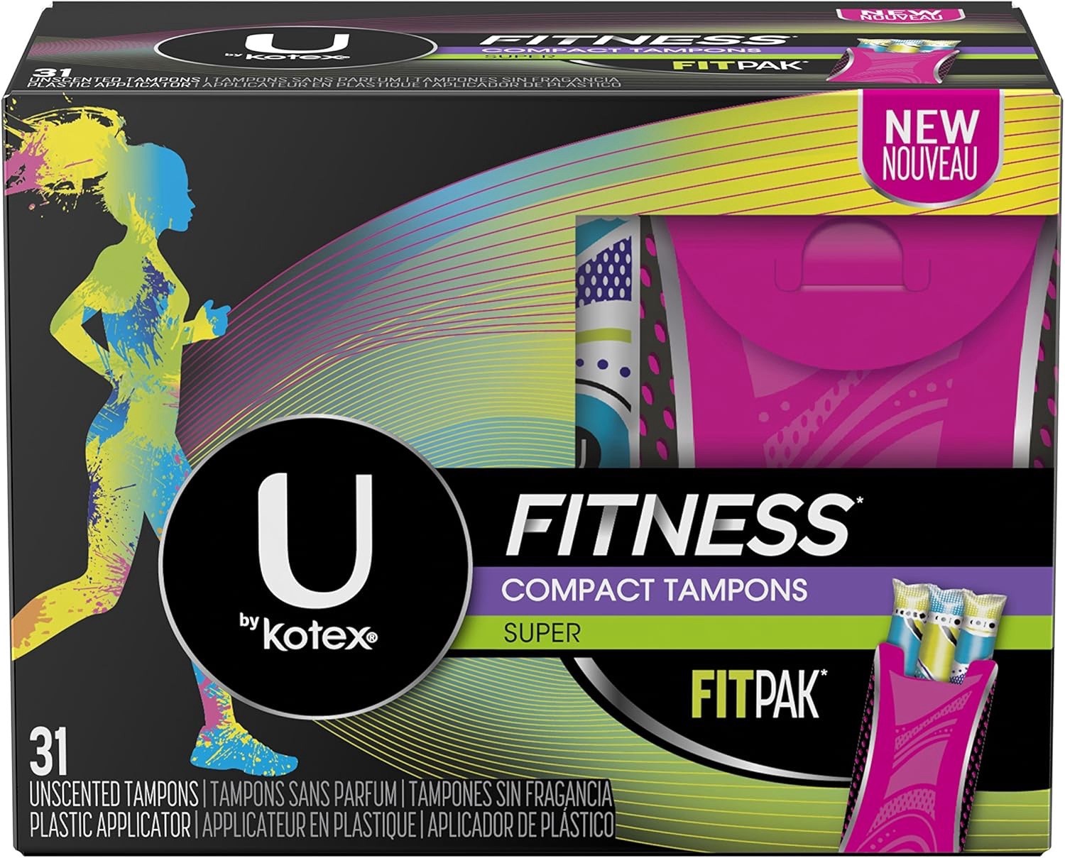 (2) U By Kotex Fitness Compact Tampons Super Absorbency 31-count