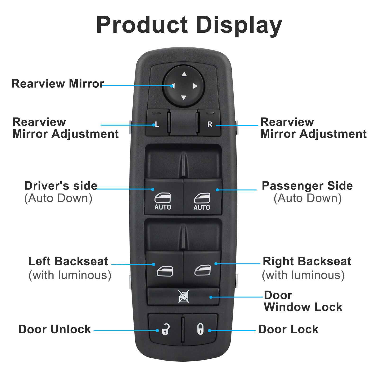Driver Side Master Control Window Switch for 2009-2012 Dodge Ram 1500 2500 3500
