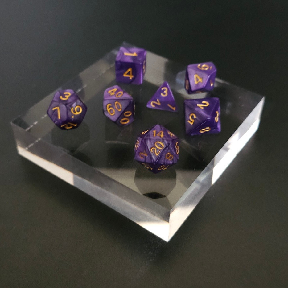 Full Set of Dice - Amethyst Swirl - D4 through D20 - Dungeons & Dragons - D&D