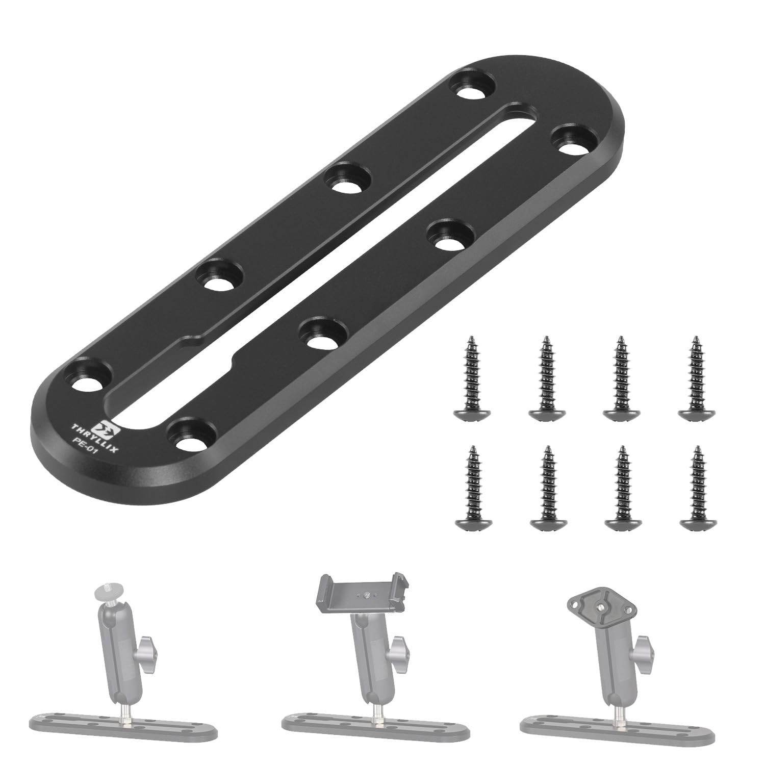 Aluminum Kayak Rail, Universal Low Profile T-Track for Phones, GPS, Black