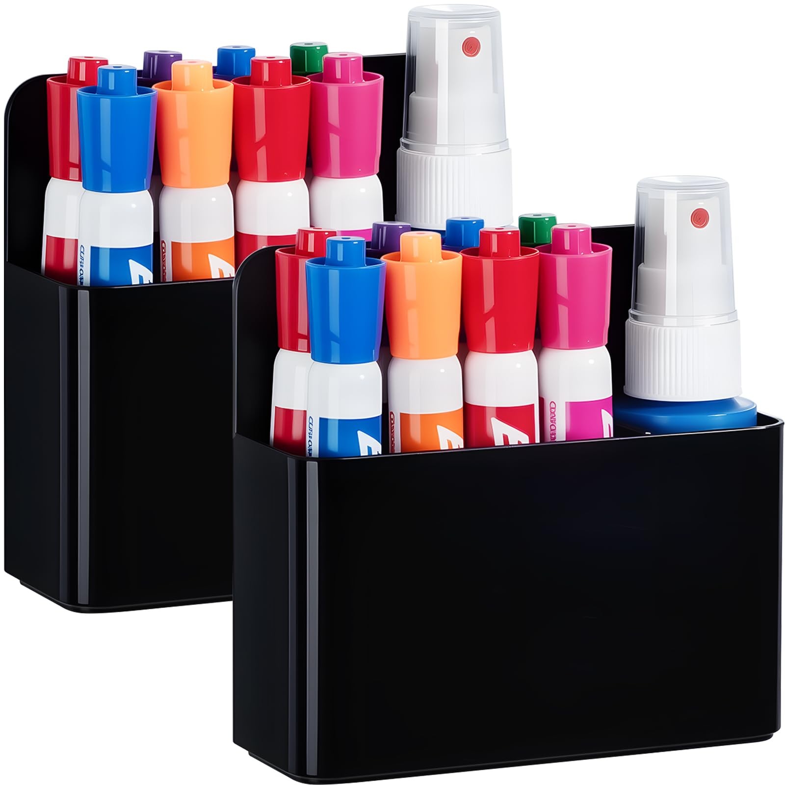 2 Pack Plastic Magnetic Pen Holder for Refrigerator, Dry Erase Marker Holder ...