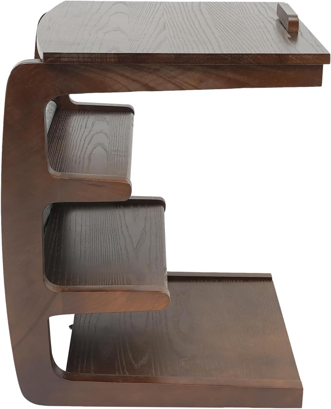 4-Tier C-Shaped End Table w/ Wheels End Table w/ Concealed Storage Compartment