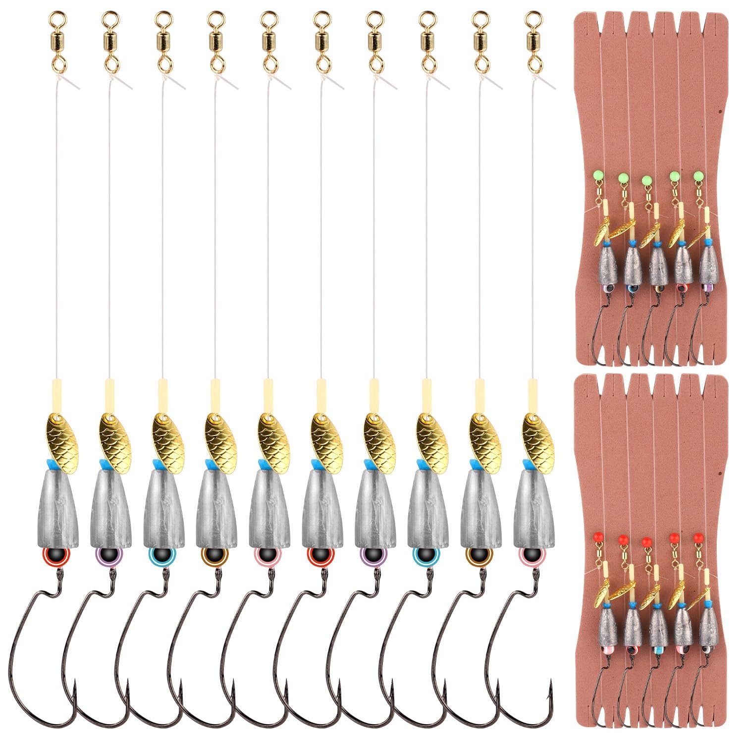 Gosknor 10 Pcs Texas Rig Fishing Kit, 13x0.6", as shown in the picture