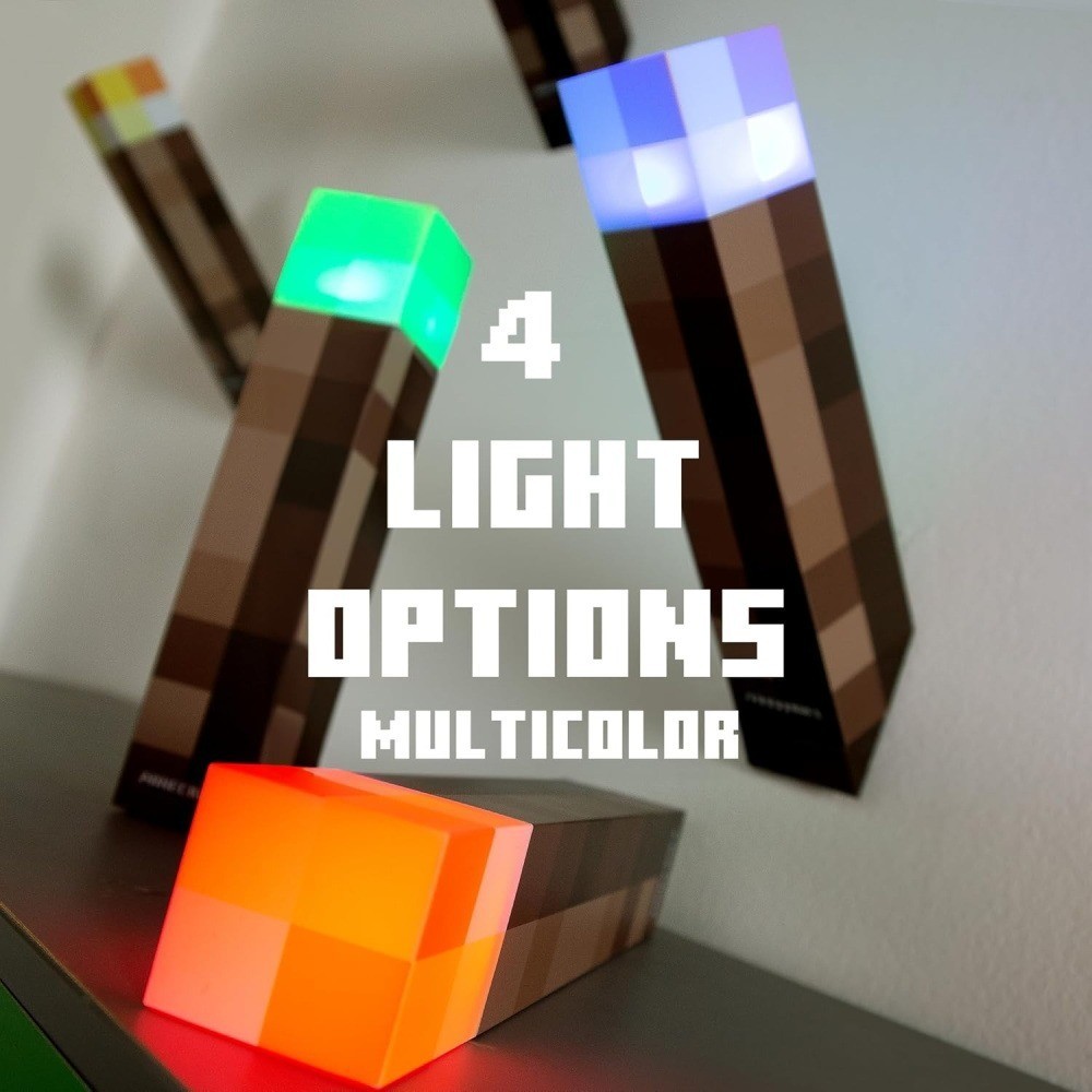 Minecraft Torch Lamp | 2 Light Modes | Battery Powered Kids Gamer Gift,