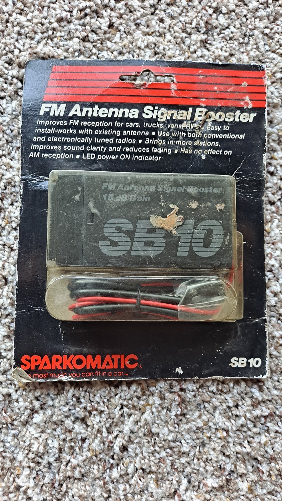 VINTAGE 1980's new Sparkomatic SB-10 FM Antenna Signal Booster for radio/stereo