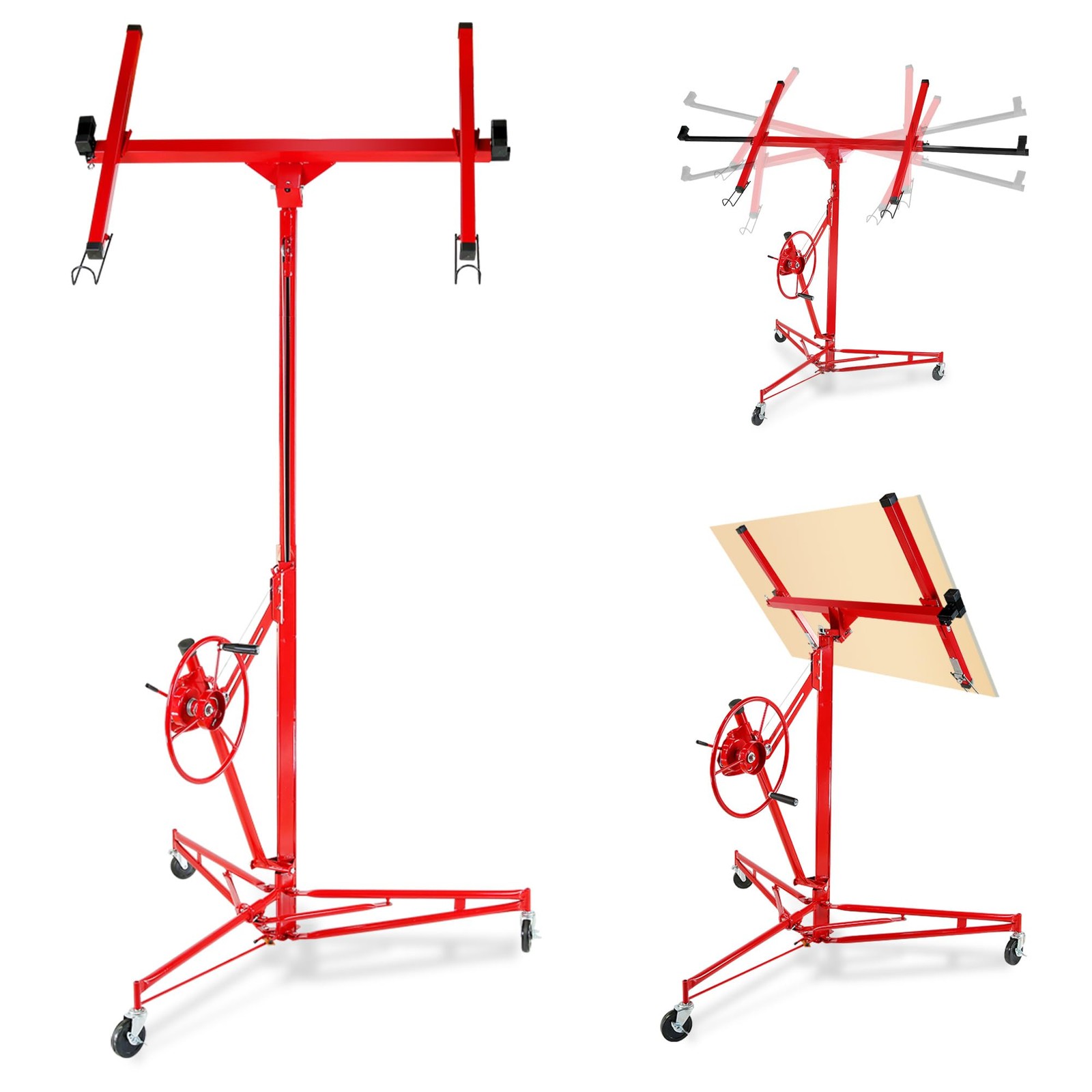 Drywall Lift Jack 150LB 16FT 60° Tilt 360° Rotation Heavy Duty Steel Panel Hoist