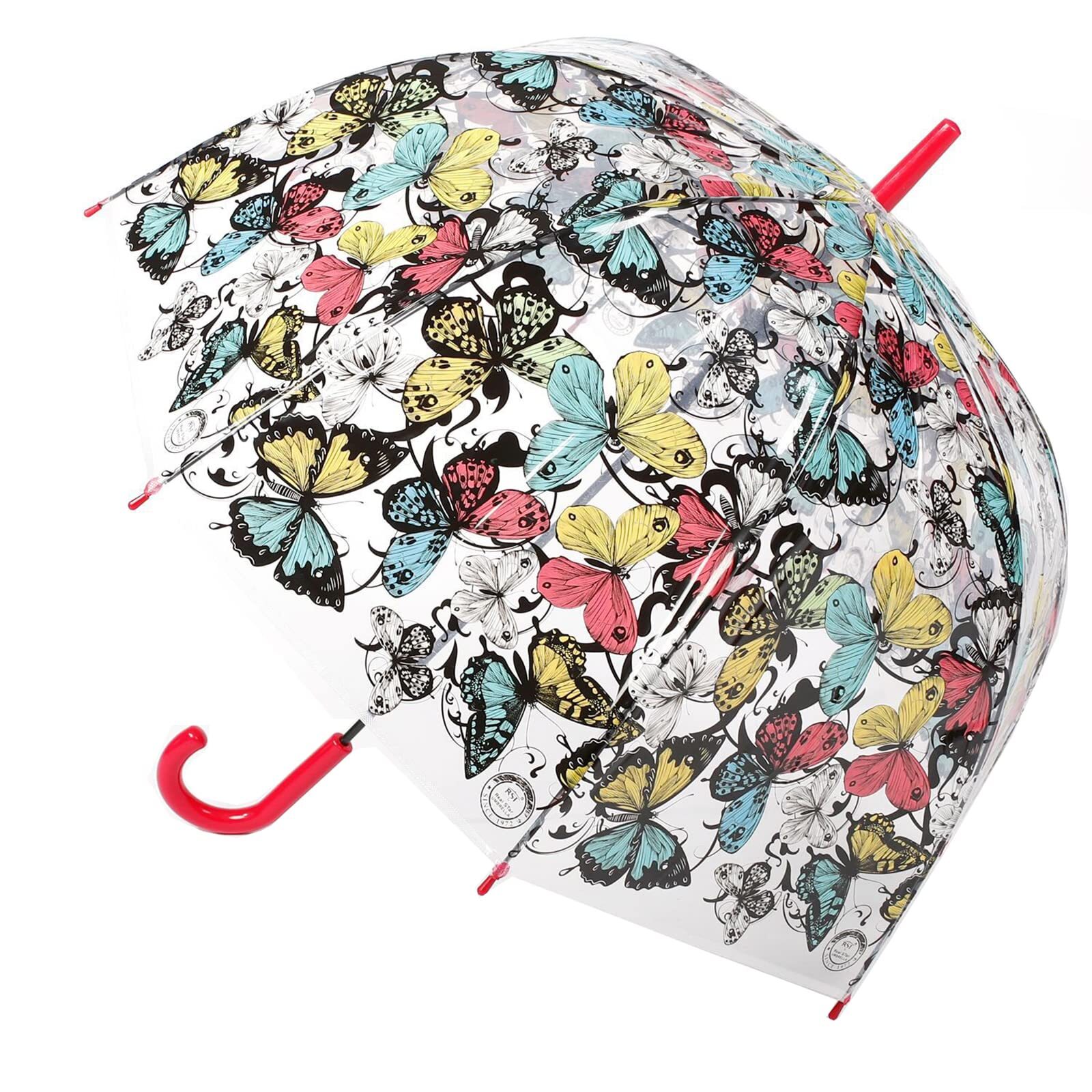 Women's Elegant Travel Rain Umbrella with Windproof Transparent Dome Easy Grip
