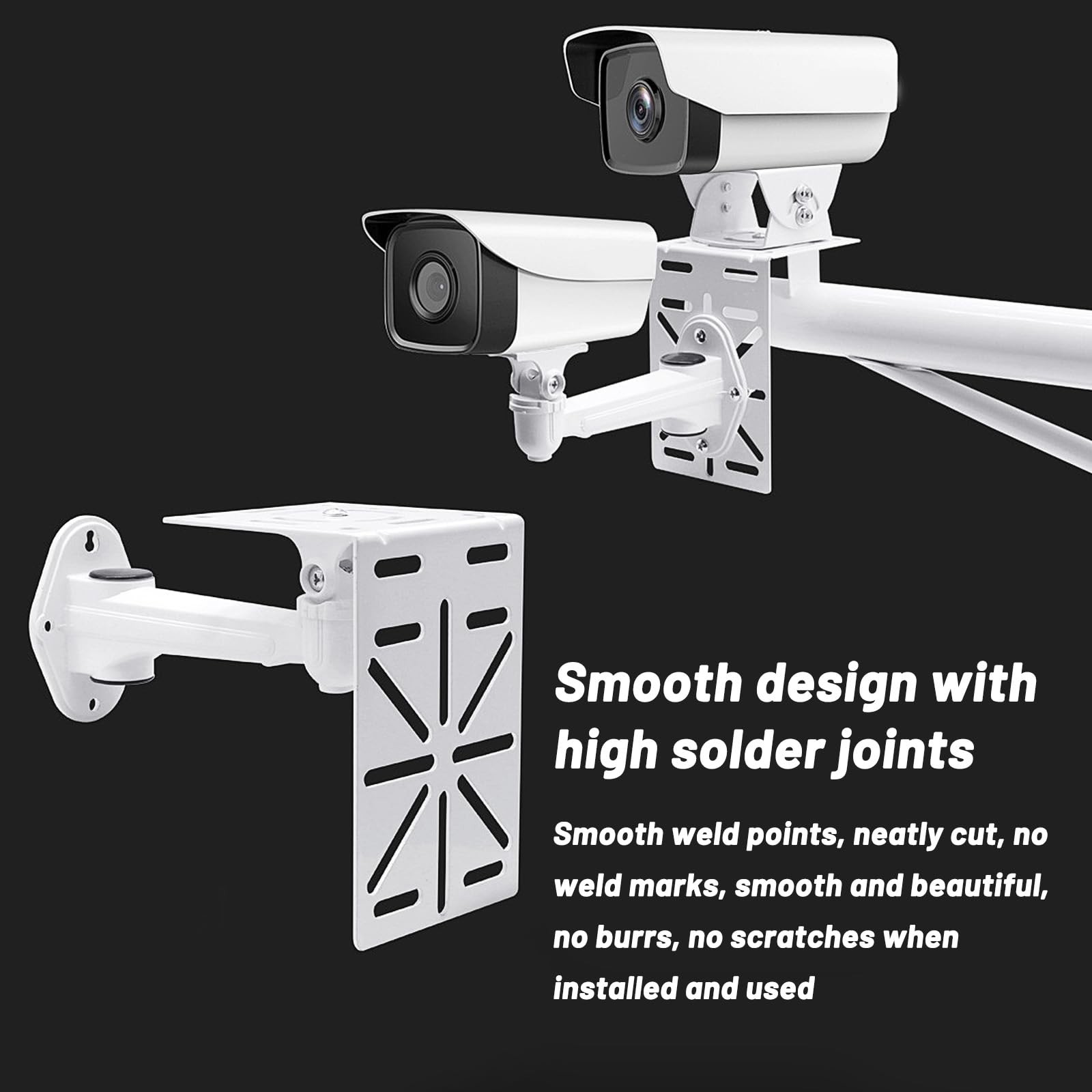 CCTV Mount Bracket, L-Shape Security Plate, Universal Wall White