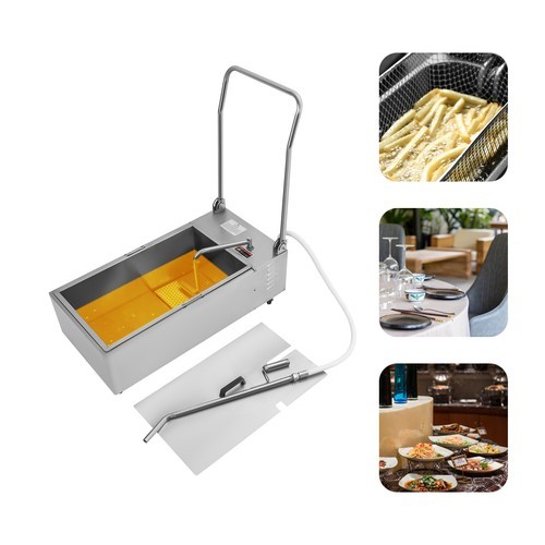 Commercial Fryer Oil Filter Cart Machine 55L Kitchen Oil Filtration System 370W
