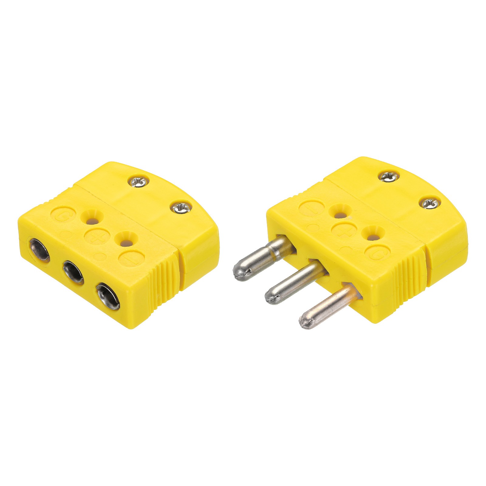 K Type Thermocouple Wire Connector Female Male Plug with 3 Prong Round Pin 1 Set