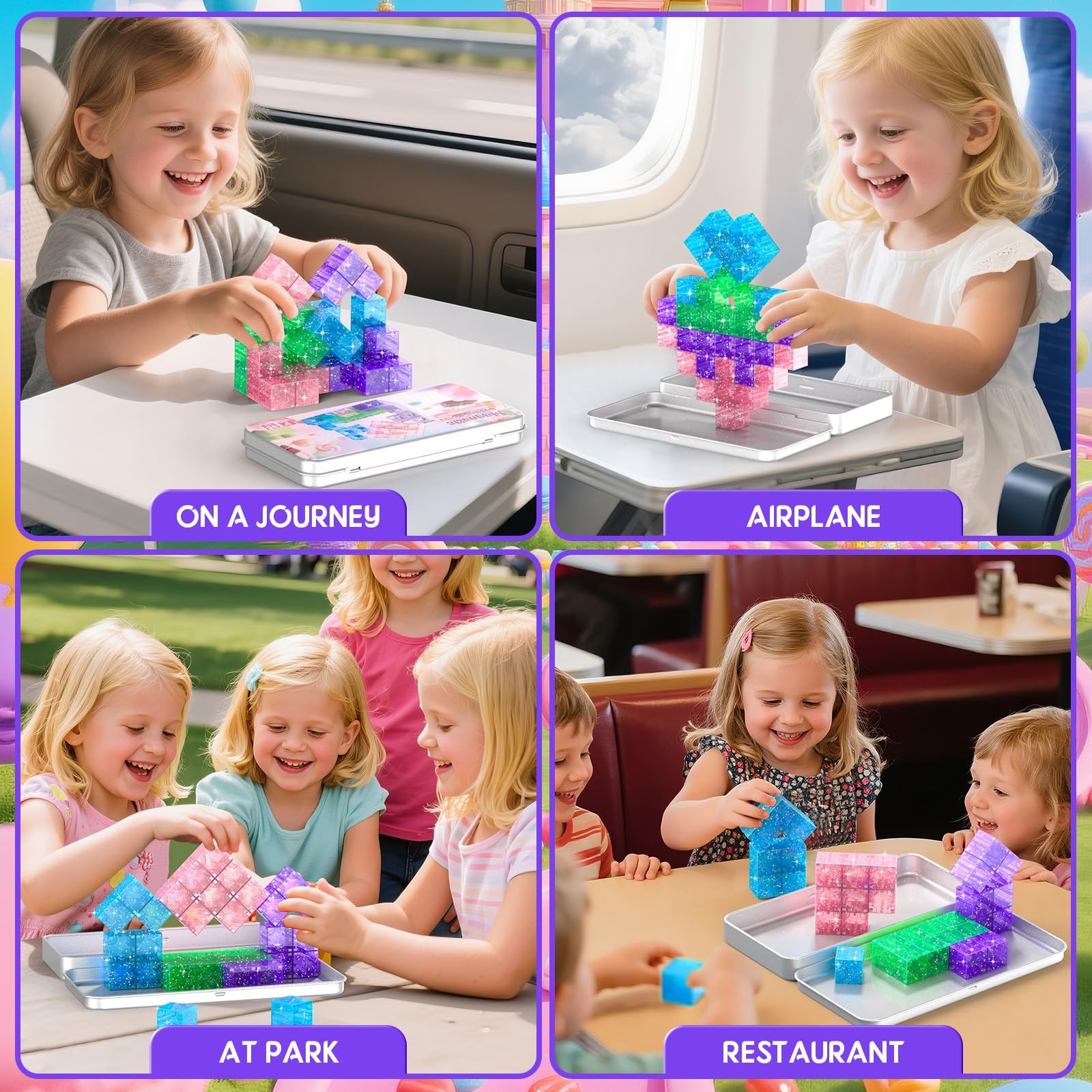 CZCUUDZ Magnetic Blocks Travel, 35PCS Mini Magnetic Blocks for Toddlers, STEM Bu