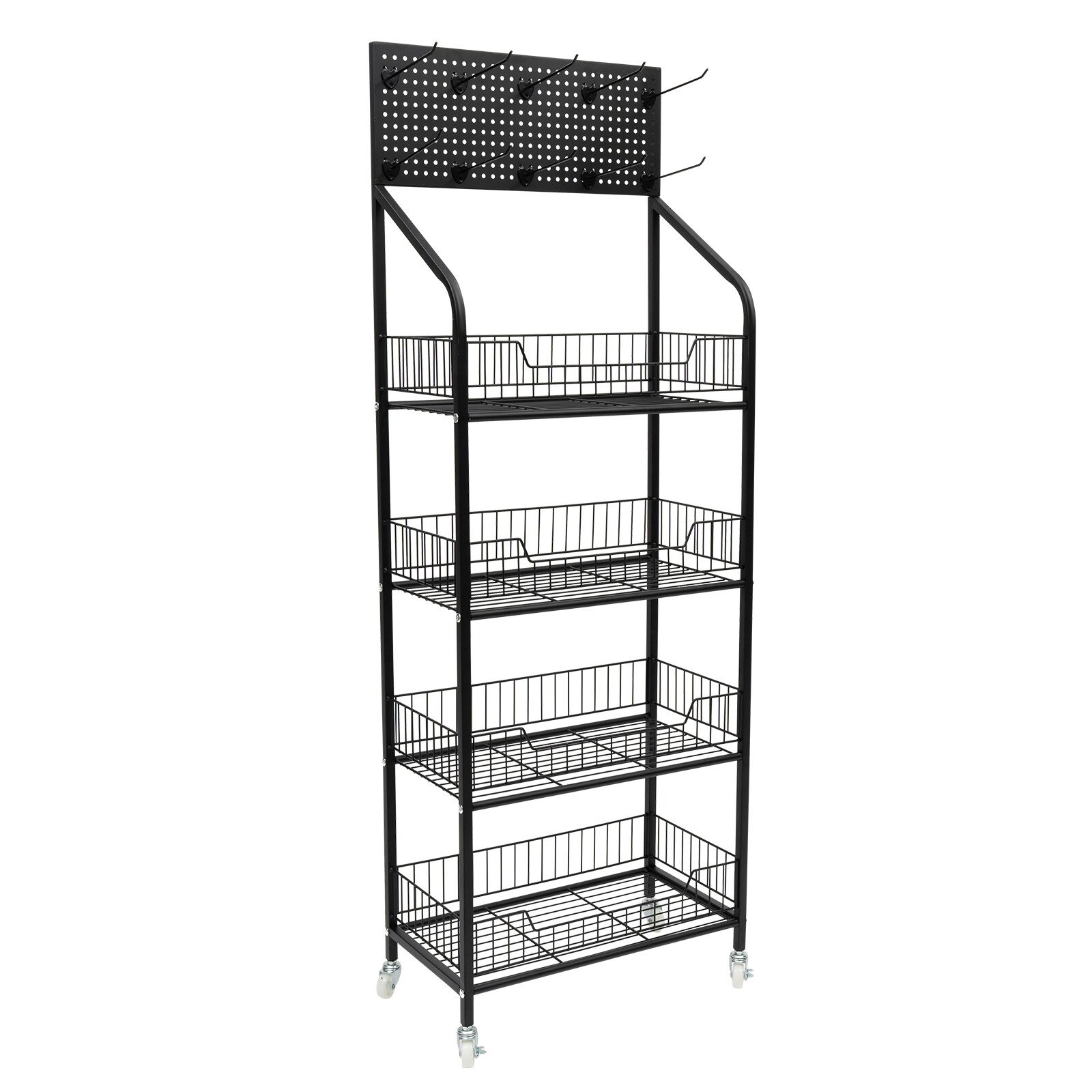 4 Tier Retail Display Rack Snack Candy Display Organizer Stand With 10 Hooks