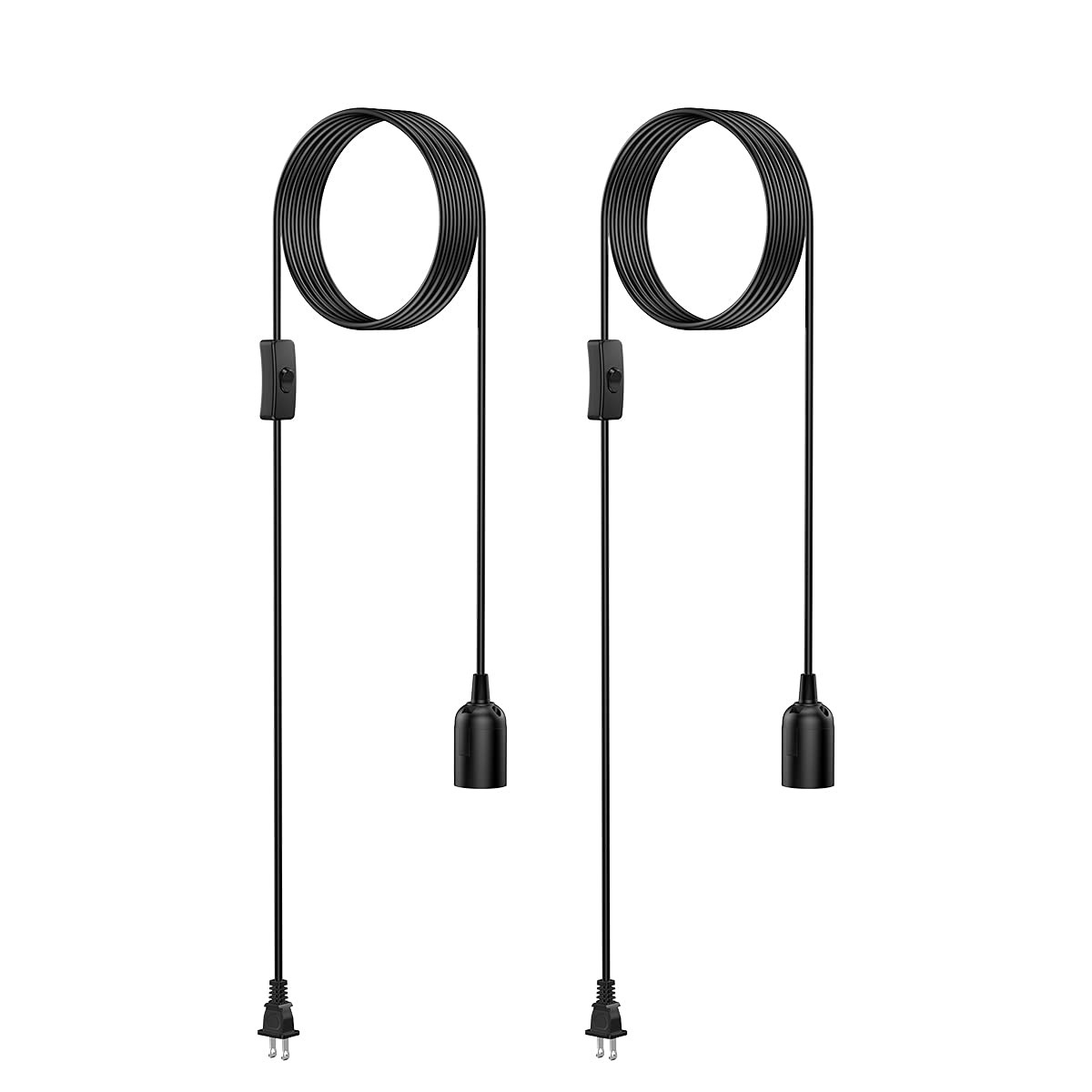 2pack Hanging Light Cord15 Ft Plug In Pendant Light Cord With On/off Switch E26