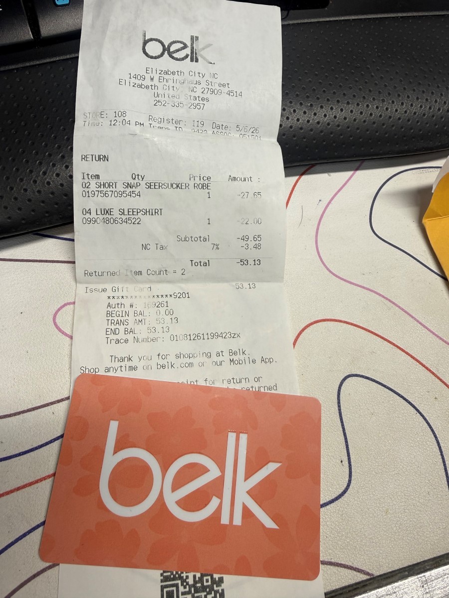 BELK GIFT CARD $53.13 (ECP020429)