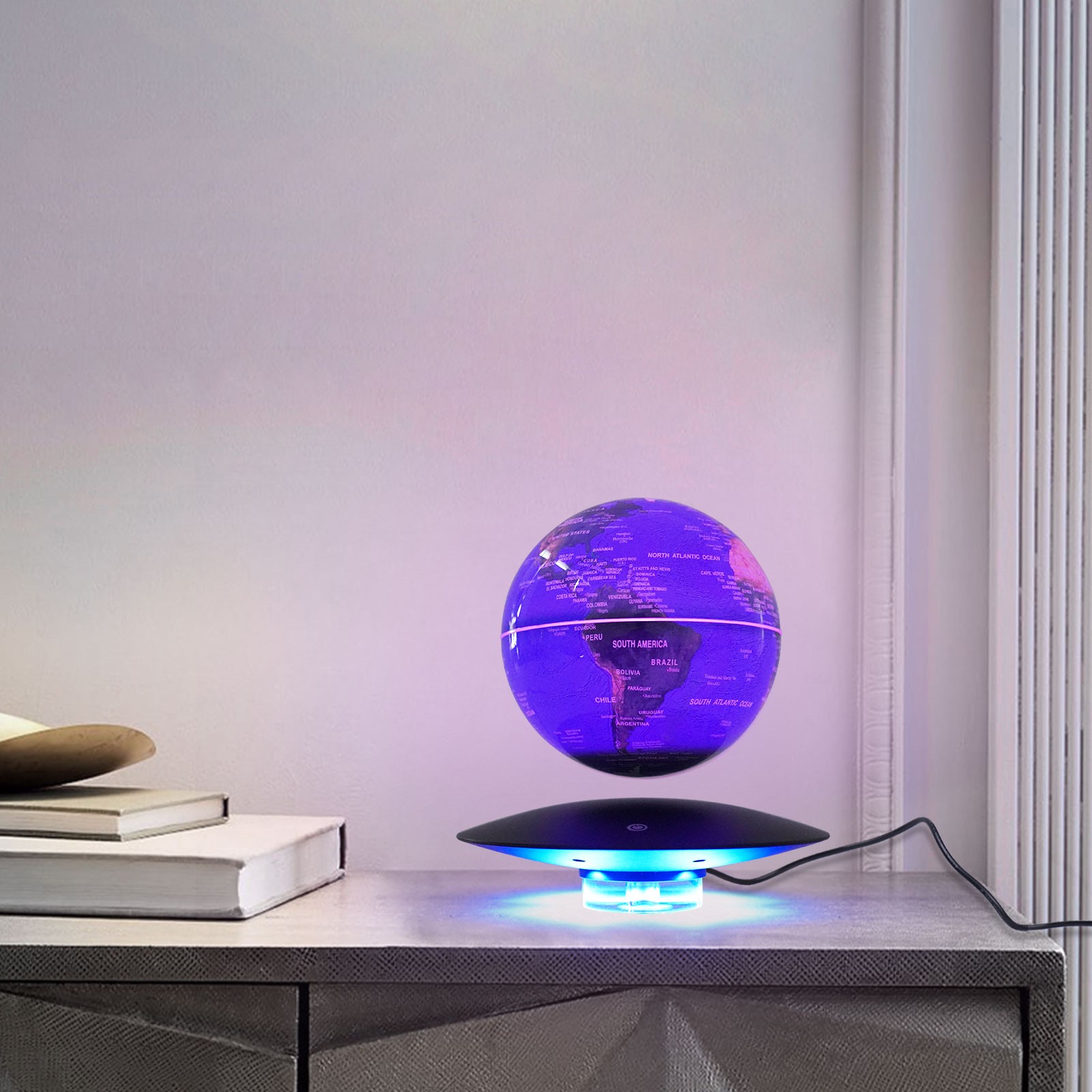 6in Magnetic Levitating Globe with LED Gradient Light Floating Earth Desk Decor