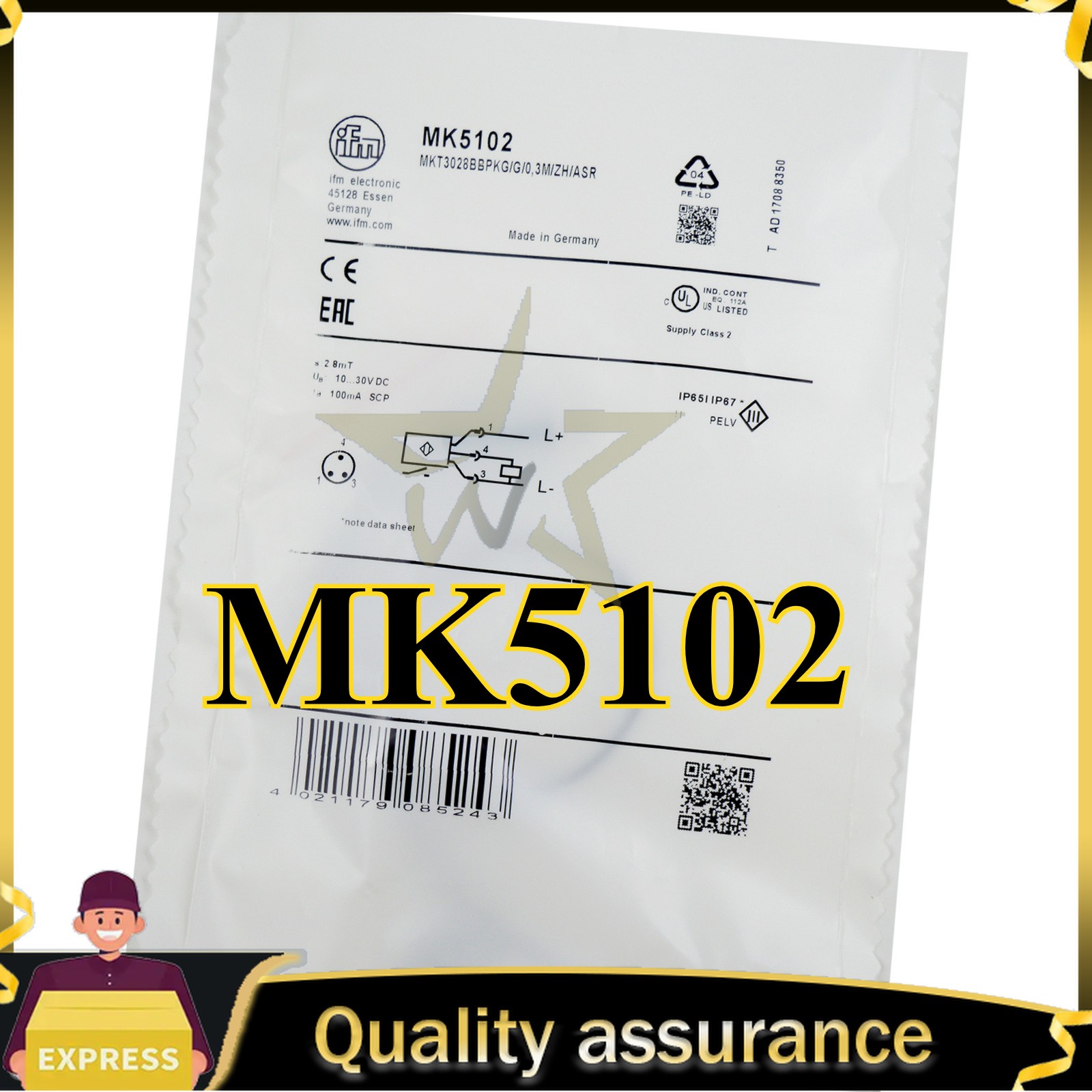 MK5102 IFM MKT302BBPKG/G/0.3/ASR Proximity Switch Sensor New Fast Ship