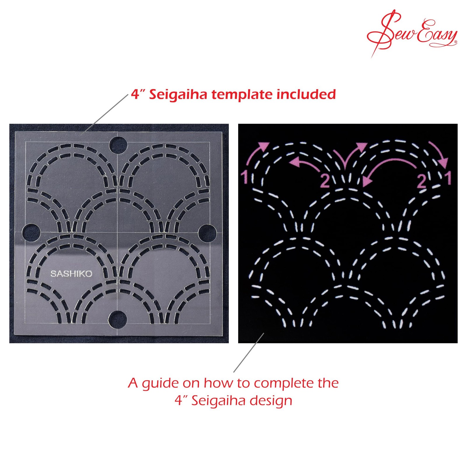 4 Sashiko Template Seigaiha Waves Quilting Patchwork Applique Transparent
