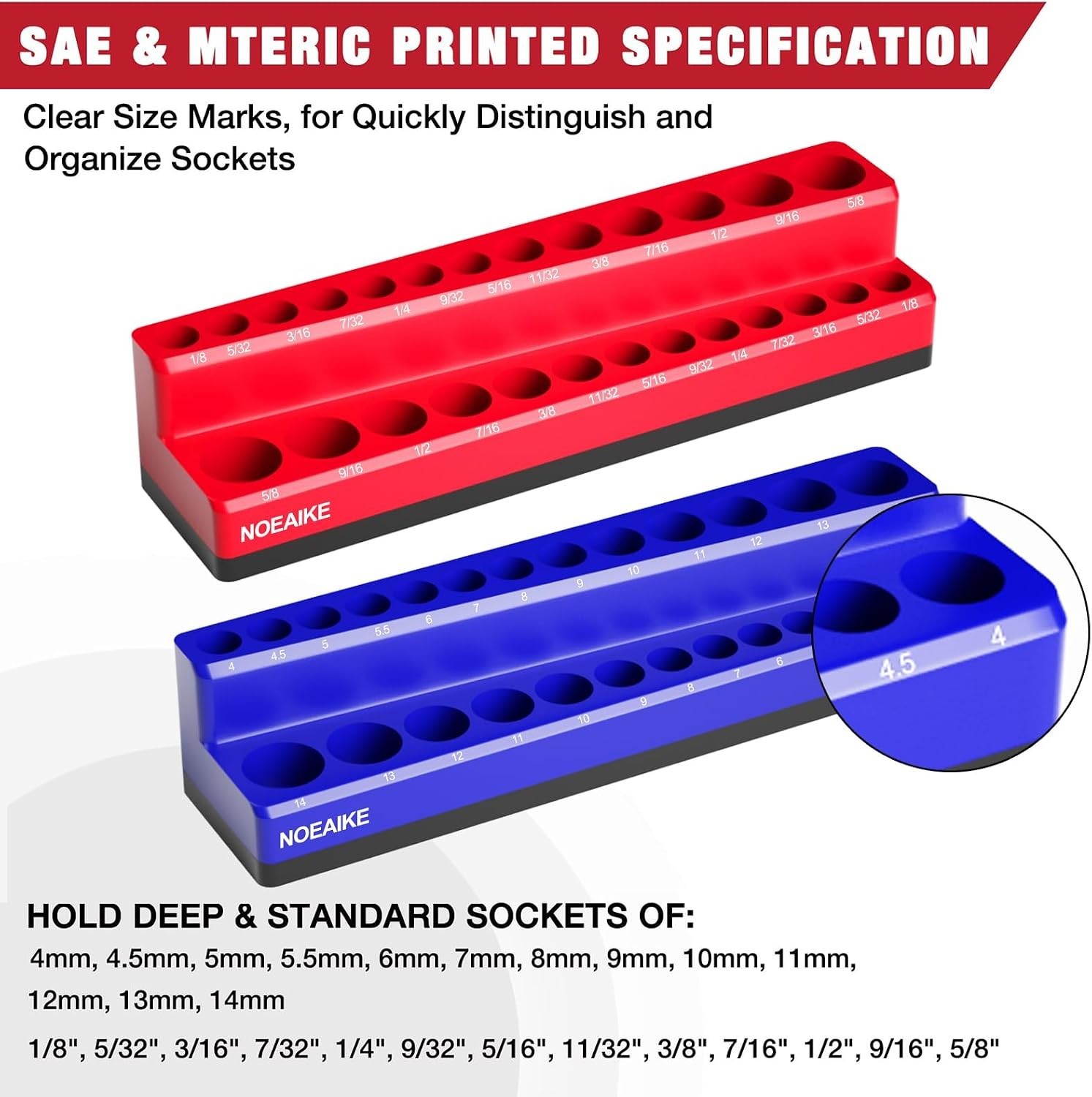 2-Pack Magnetic Socket Organizer for 1/4" Drive - SAE & Metric