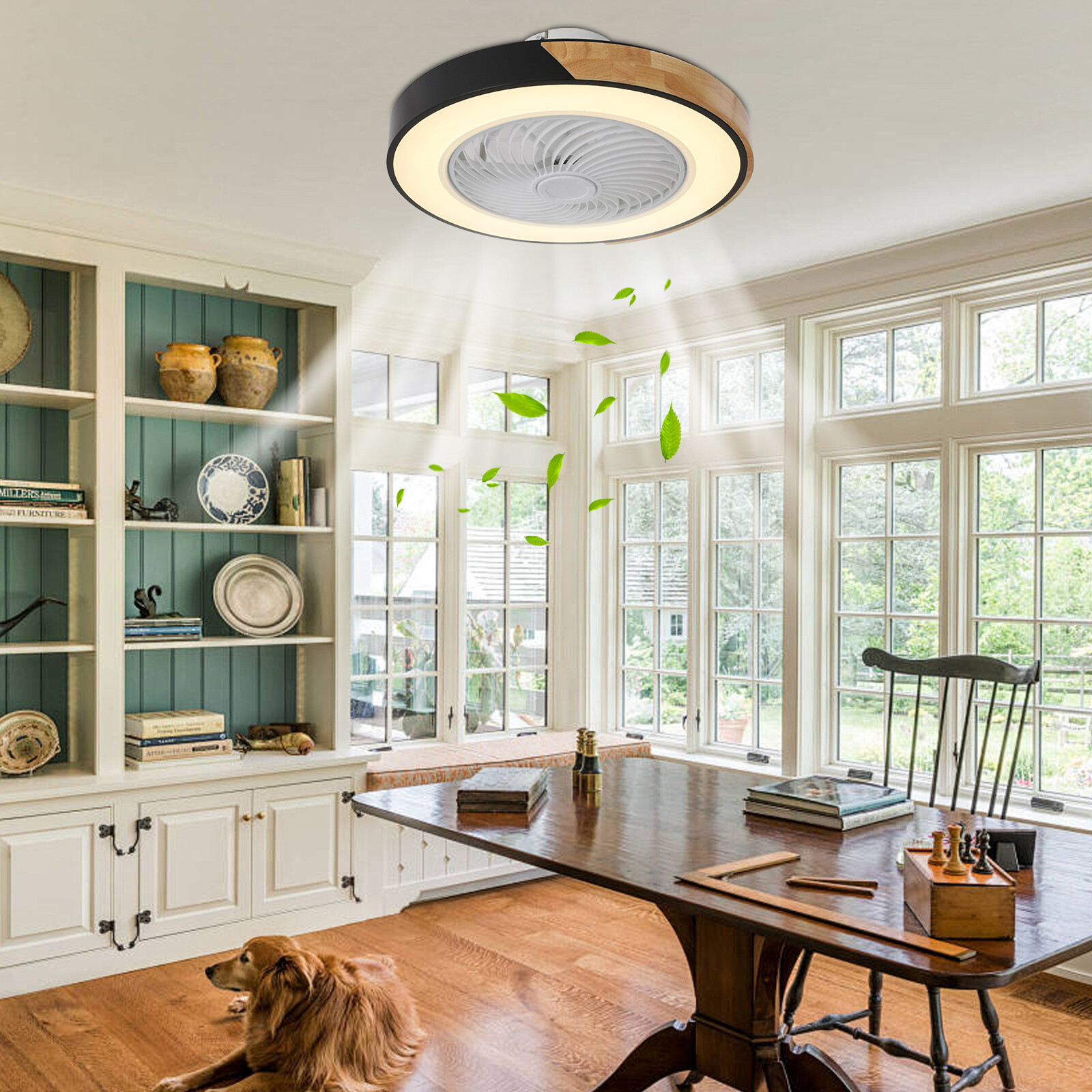 21.6" Modern Led Ceiling Fan Lights Flush Mount Light Kit With Remote Control