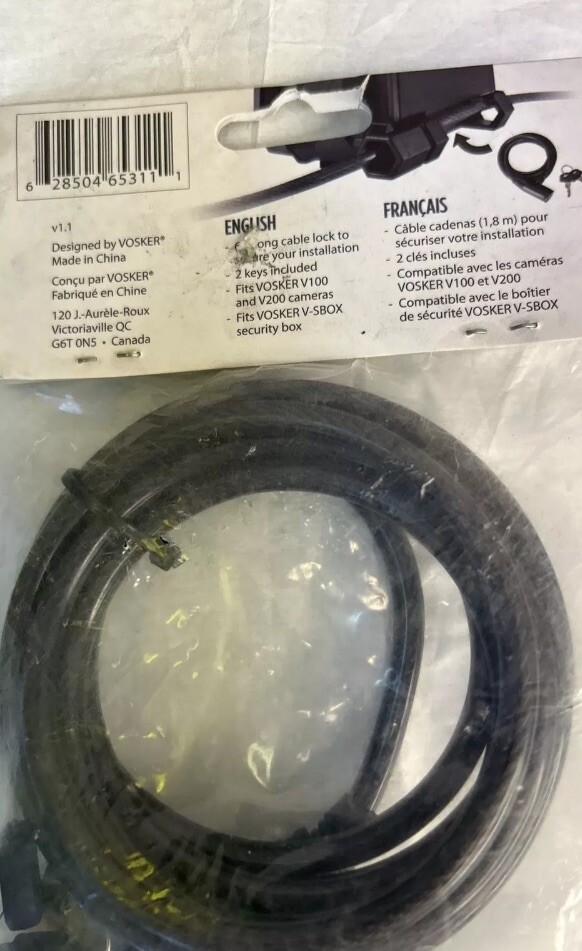 VOSKER V-CB-LOCK 6ft cable lock for Mobile Security Cameras or security box